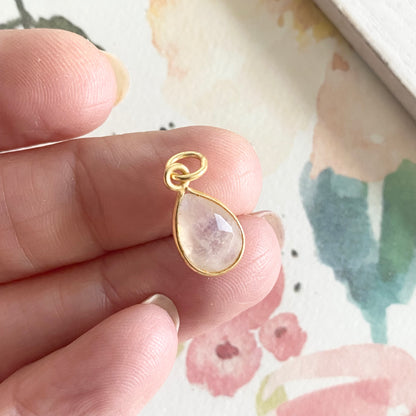 Gold Moonstone Teardrop Charm