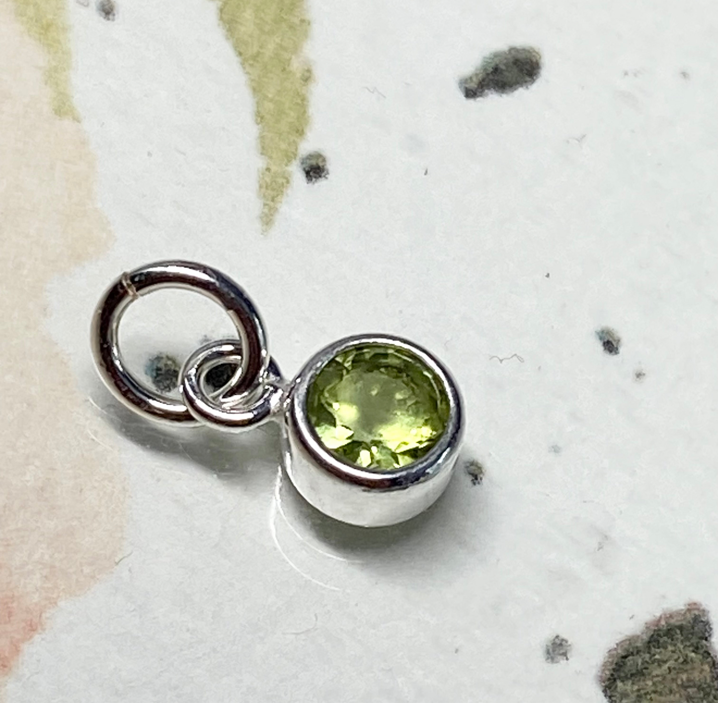 Peridot Charm August Birthstone with Sterling Silver Bezel 4mm Gemstone Pendant