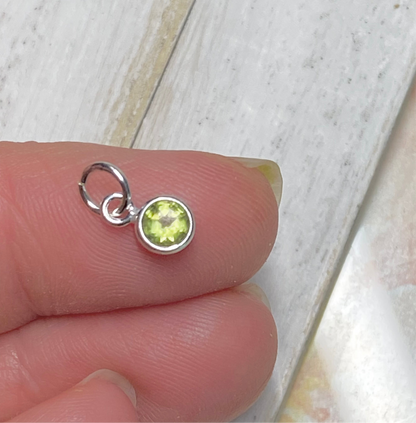 Peridot Charm August Birthstone with Sterling Silver Bezel 4mm Gemstone Pendant