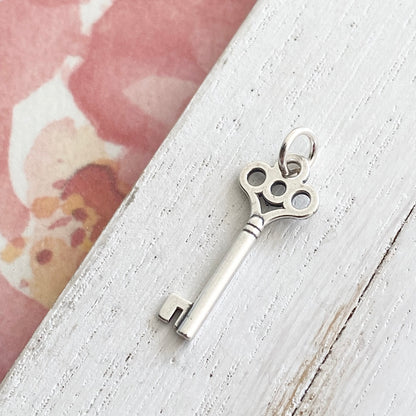 Scroll Key Charm Sterling Silver