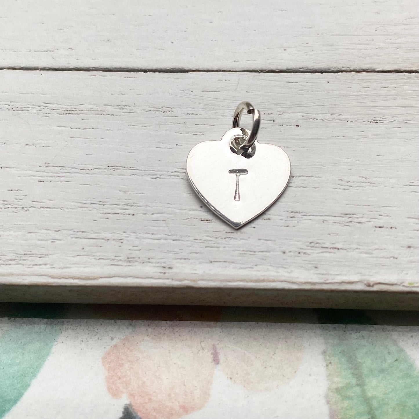 Heart Initial Tag or Charm Sterling Silver Letter Tag