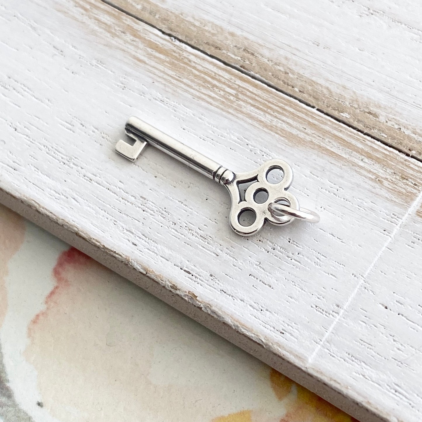 Scroll Key Charm Sterling Silver