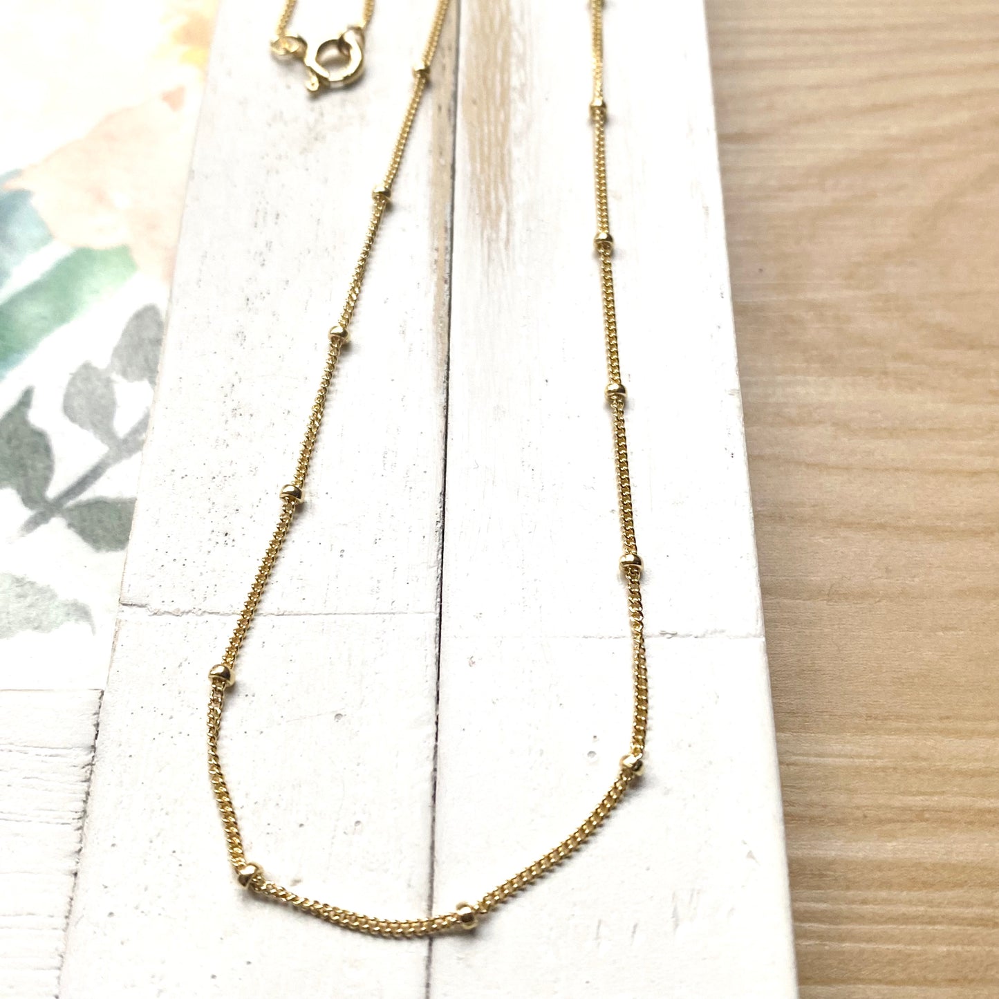 Gold Beaded Chain Necklace