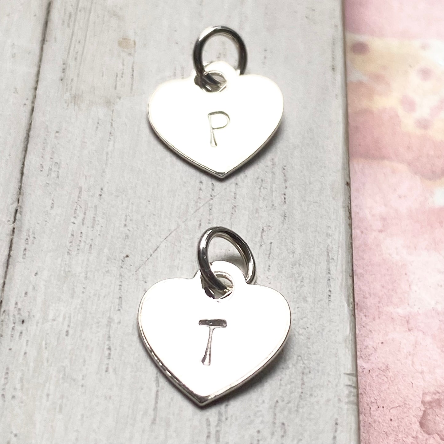 Heart Initial Tag or Charm Sterling Silver Letter Tag