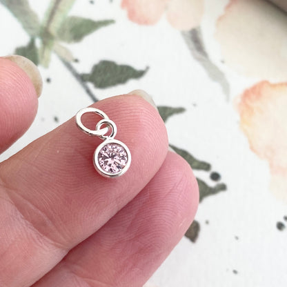 October Birthstone Charm Sterling Silver