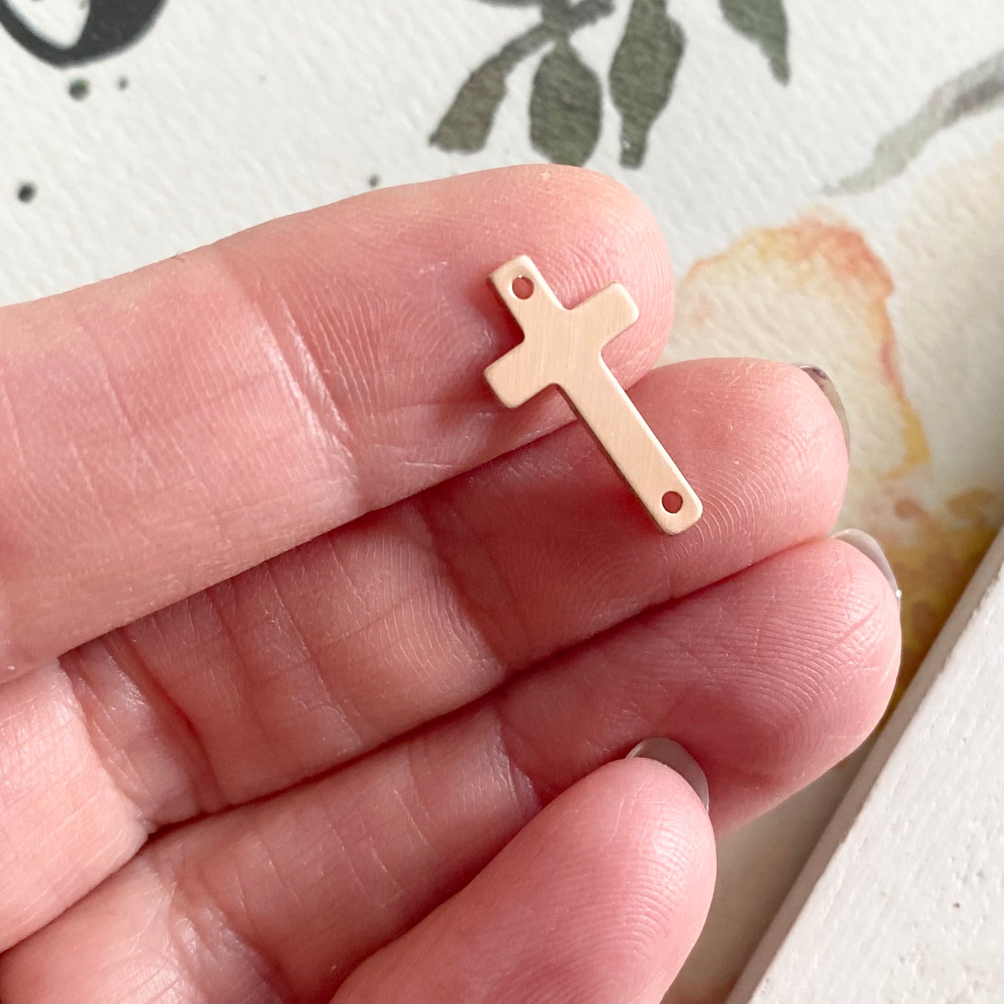 Sideways Cross Charm Link in Silver Gold and Rose Gold Filled