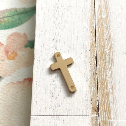 Sideways Cross Charm Link in Silver Gold and Rose Gold Filled