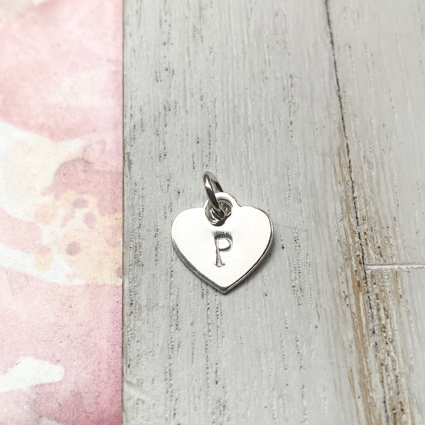 Heart Initial Tag or Charm Sterling Silver Letter Tag