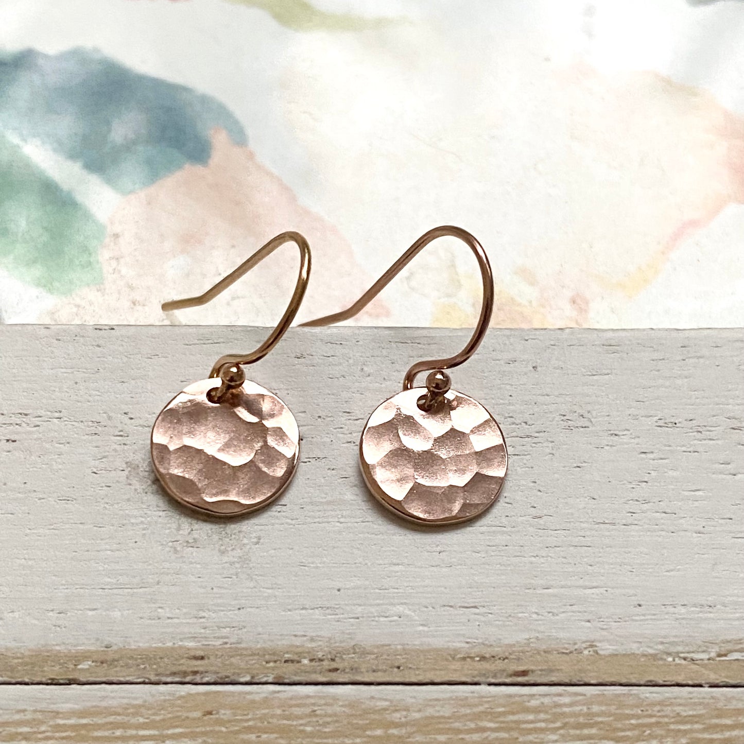 Rose Gold Hammered Dot Earrings