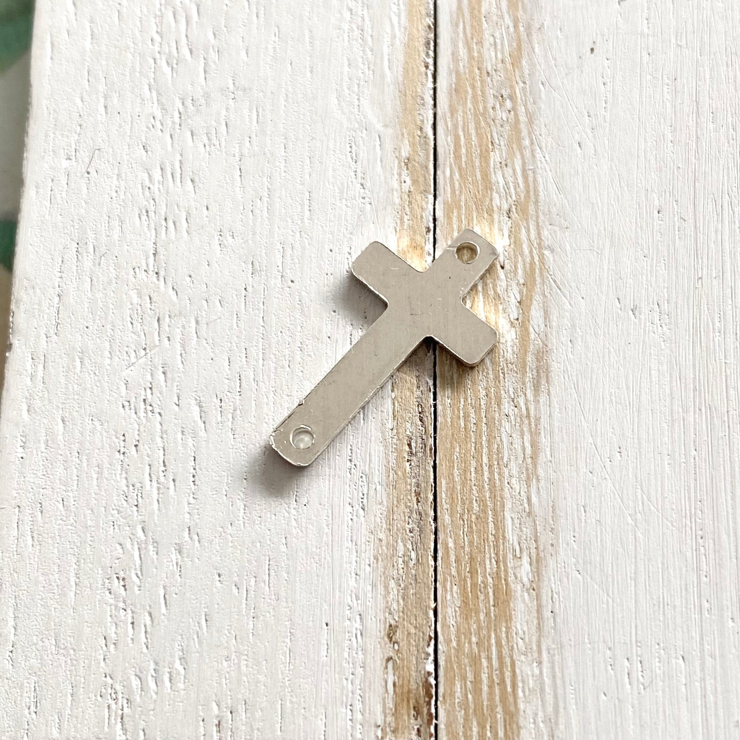 Sideways Cross Charm Link in Silver Gold and Rose Gold Filled