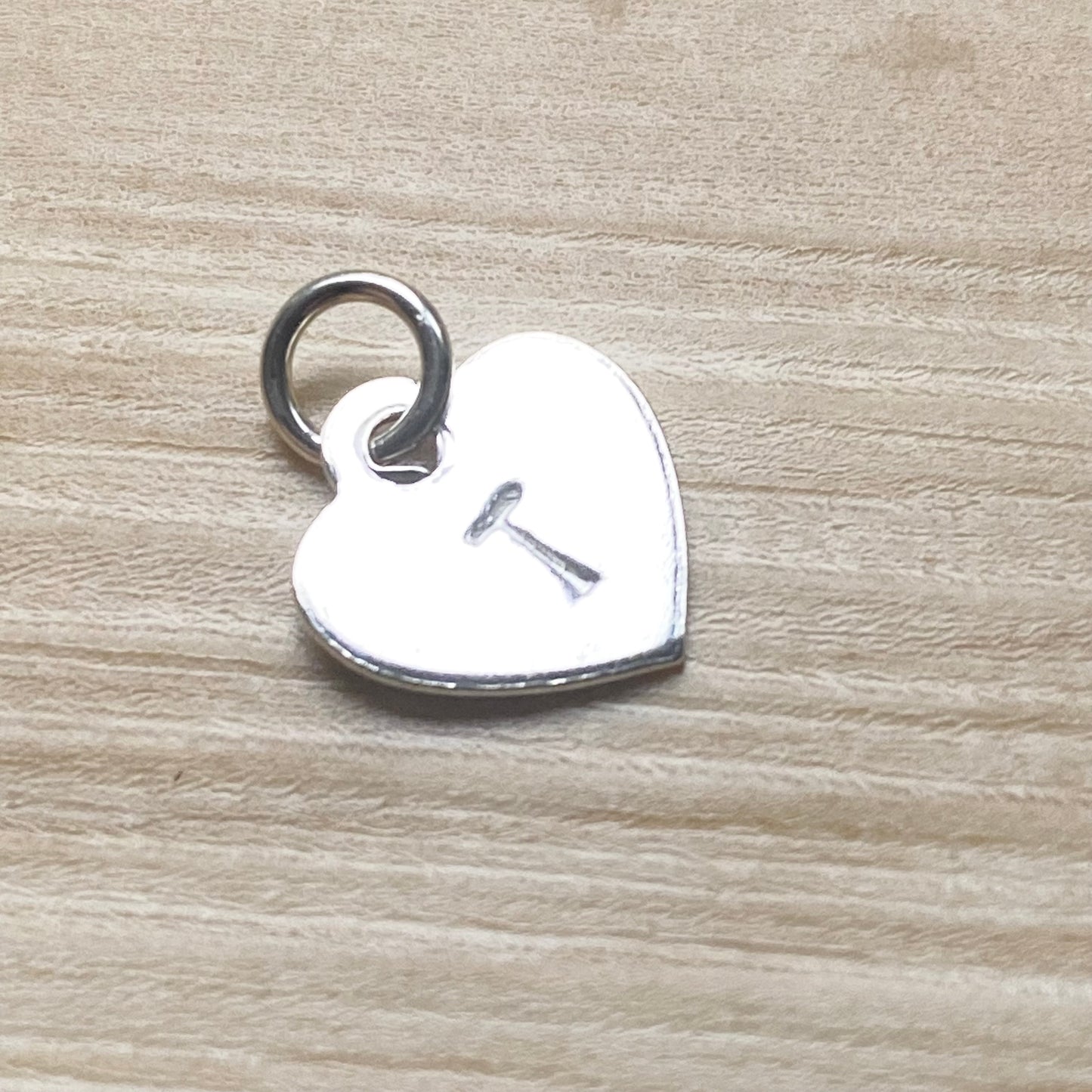 Heart Initial Tag or Charm Sterling Silver Letter Tag