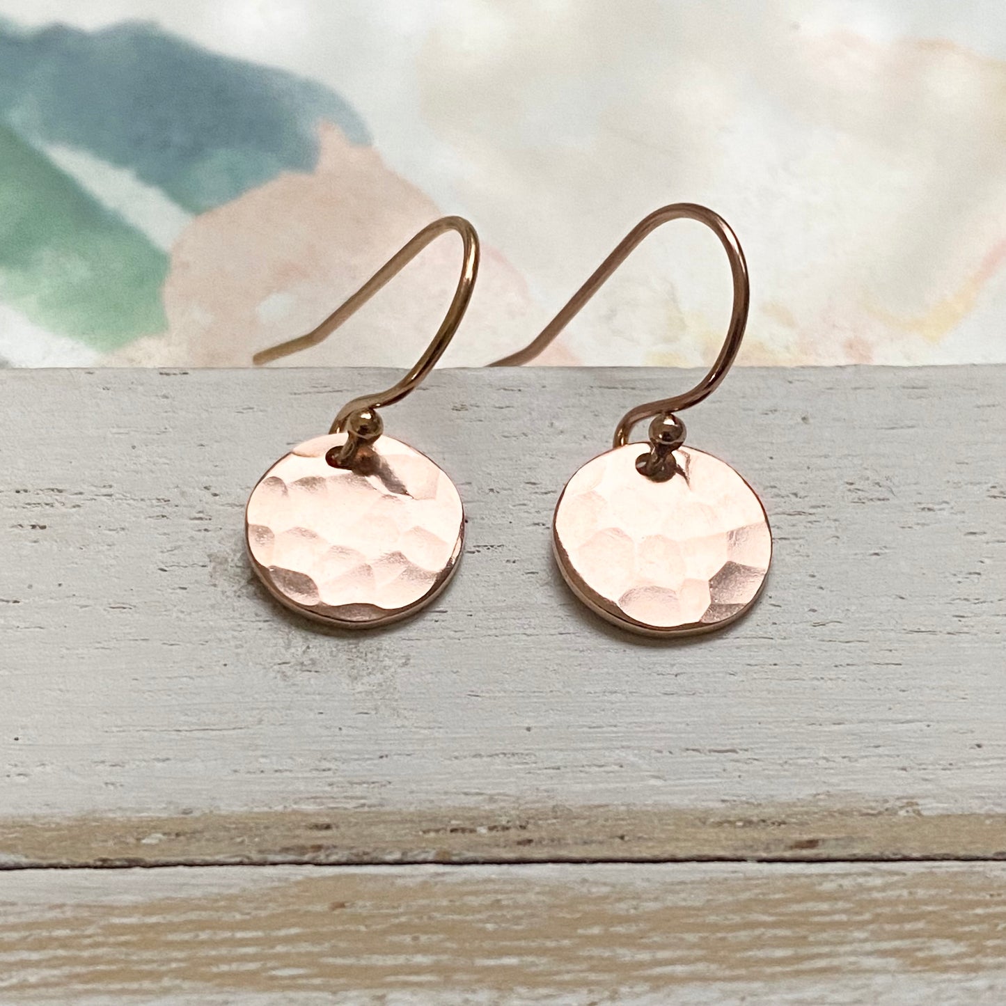 Rose Gold Hammered Dot Earrings