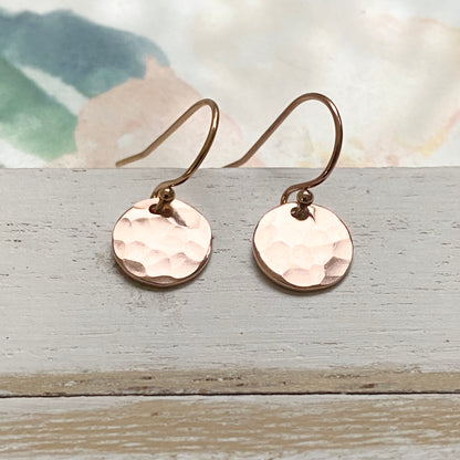 Rose Gold Hammered Dot Earrings