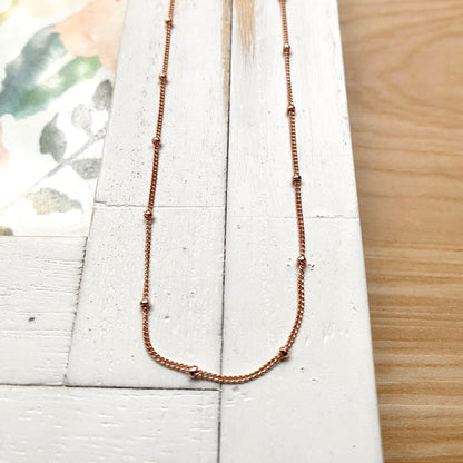 Rose Gold Filled Beaded Ball Chain Satellite 18 or 16 inches