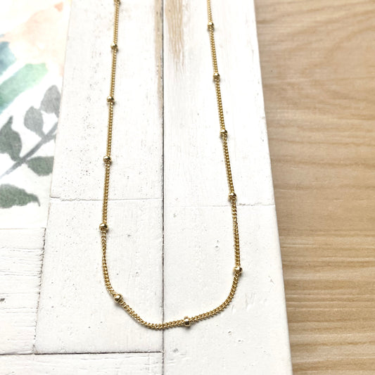 Gold Beaded Chain Necklace