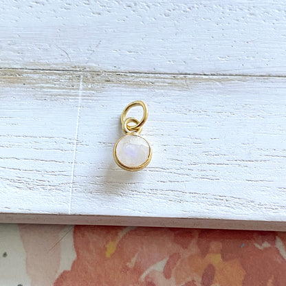 Rainbow Moonstone Charm Sterling Silver or Gold Vermeil