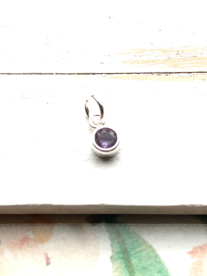 Amethyst Charm Sterling Silver