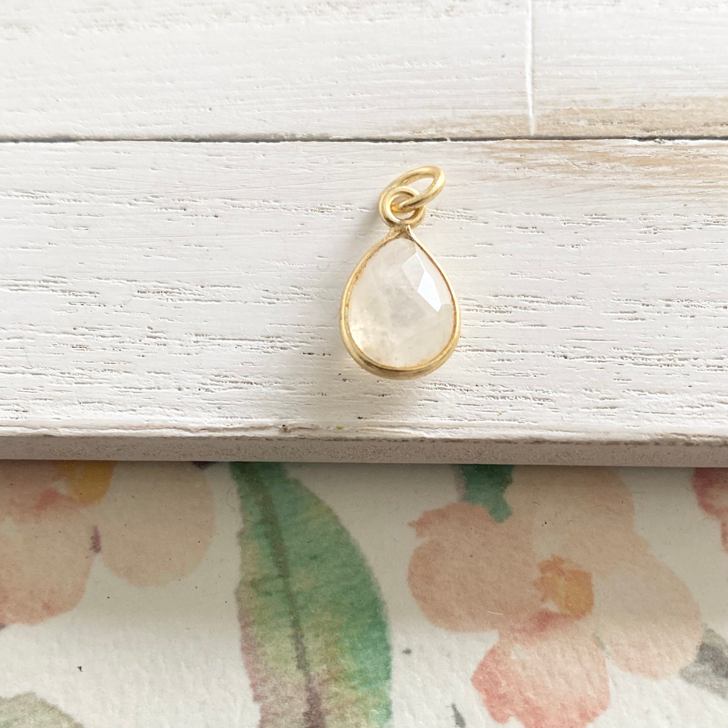 Gold Moonstone Teardrop Charm