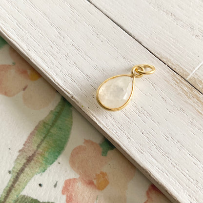 Gold Moonstone Teardrop Charm