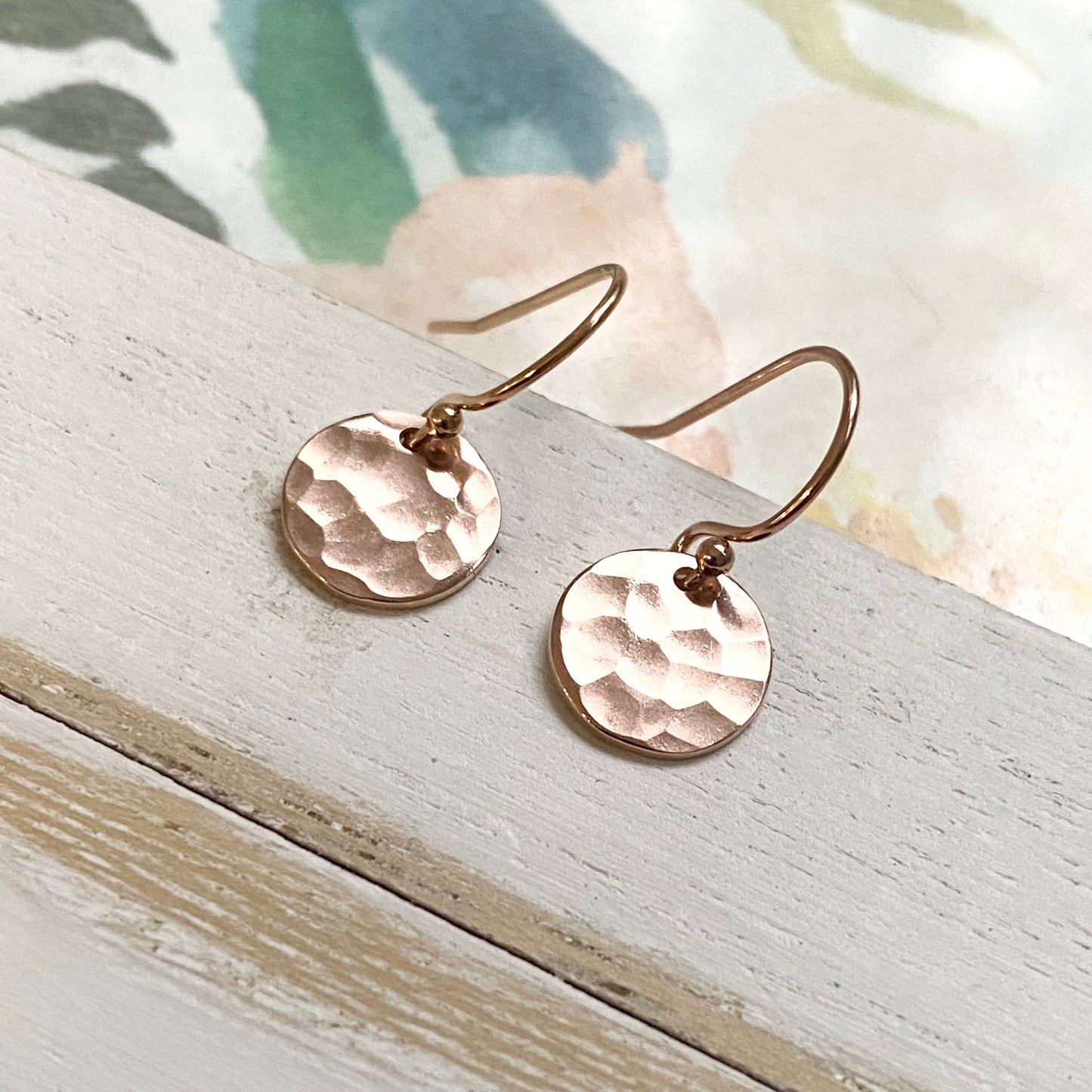 Rose Gold Hammered Dot Earrings