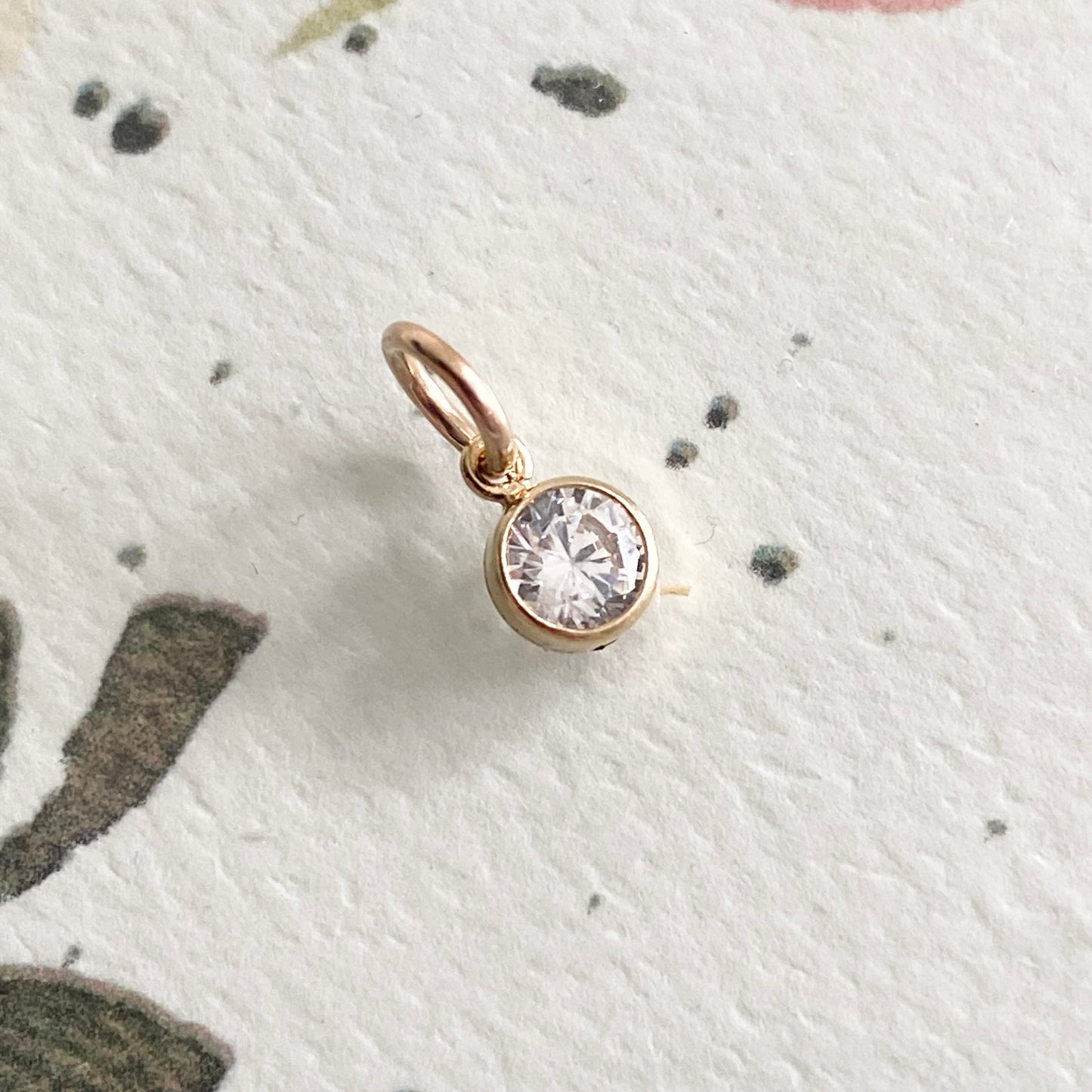 Tiny Clear CZ Drop Charm Sterling Silver or Gold Vermeil