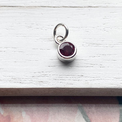 Garnet Charm with Sterling Silver Bezel January Birthstone 4mm Gemstone