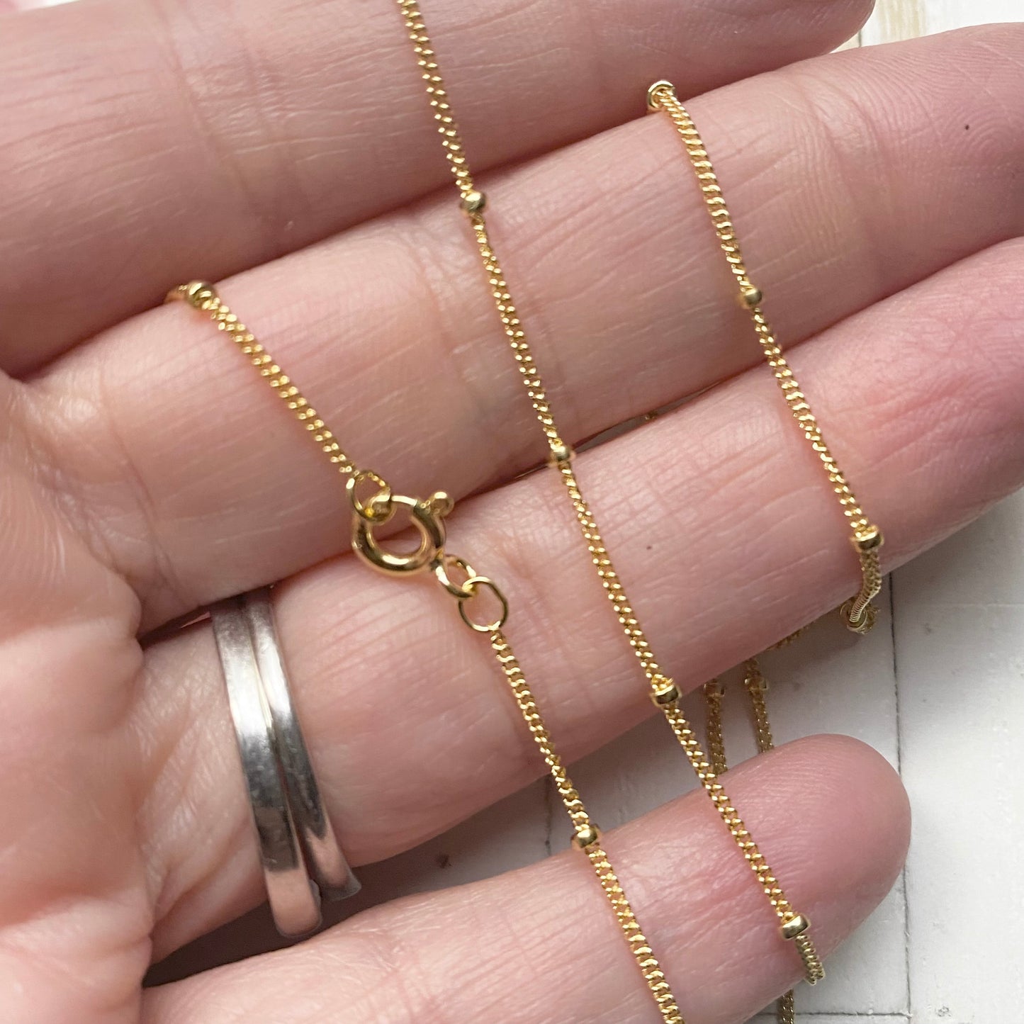 Gold Beaded Chain Necklace