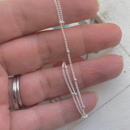 Sterling Silver Beaded Ball Chain Satellite Necklace