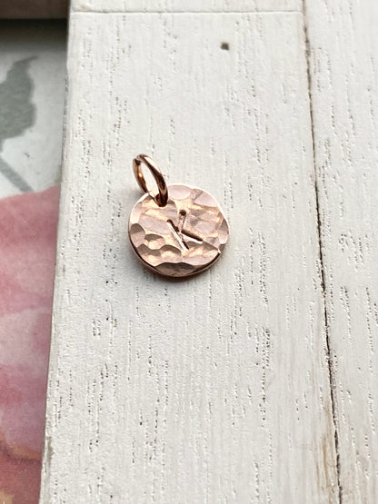 Hammered Letter Circle Charm