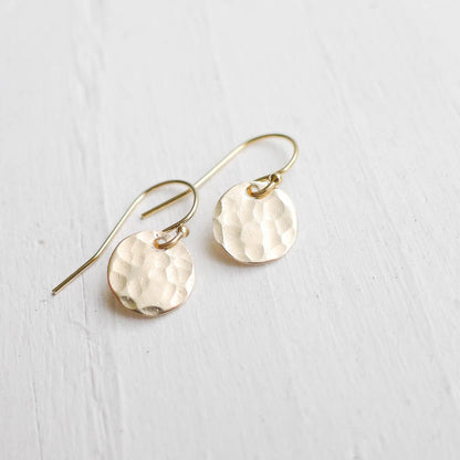 Gold Hammered Disc Earring