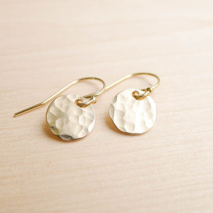 Gold Hammered Disc Earring