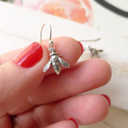 Bee Earrings Sterling Silver Dangle Earing Dainty Jewelry