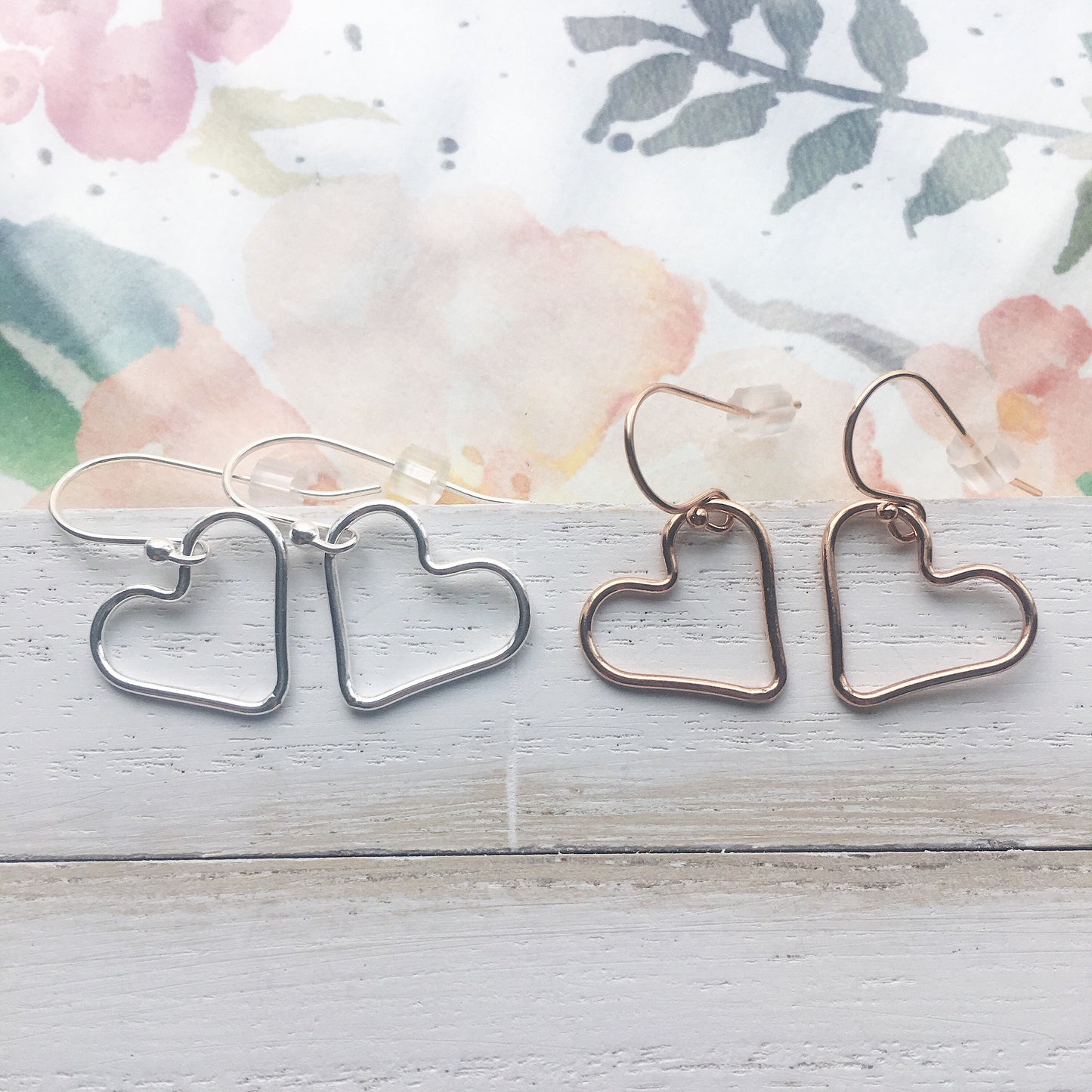 Open Heart Earrings in Sterling, Rose or Gold Filled