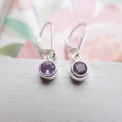 Amethyst Drop Earrings Leverbacks