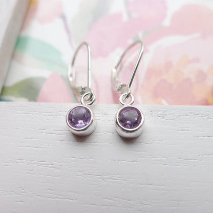 Amethyst Drop Earrings Leverbacks