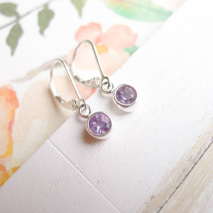 Amethyst Drop Earrings Feb Birthstone