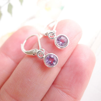 Amethyst Drop Earrings Leverbacks