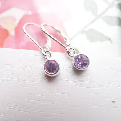 Amethyst Drop Earrings Leverbacks