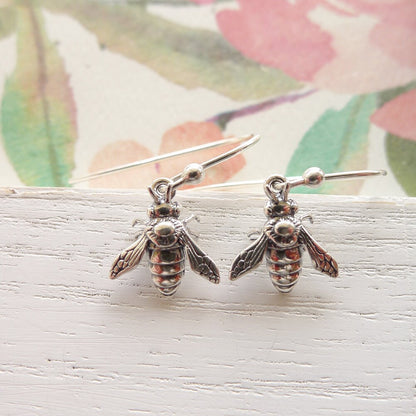 Bee Earrings Sterling Silver Dangle Earing Dainty Jewelry