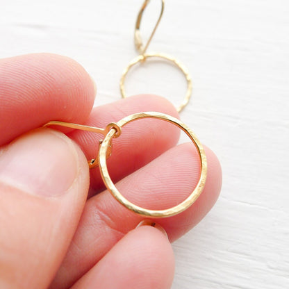 Hammered Gold Hoop Leverback Earrings