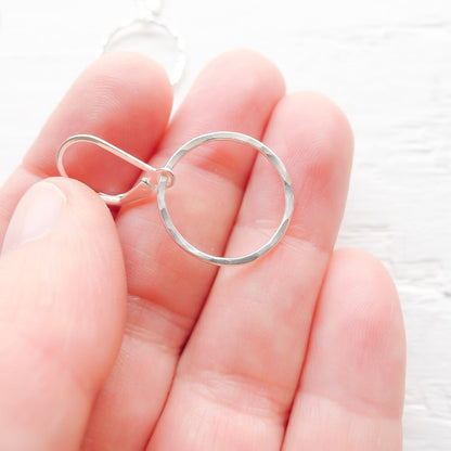 Hammered Circle Earrings in Sterling Silver