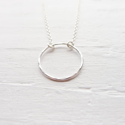 Silver Circle Necklace Eternity Pendant Open