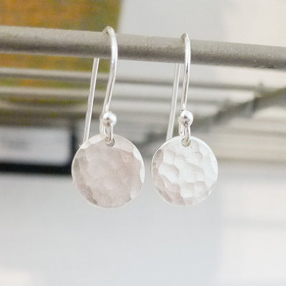 Hammered Silver Disc Earing