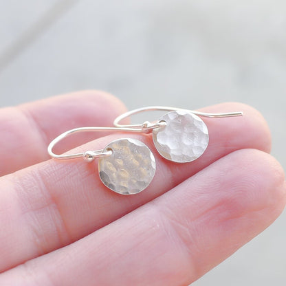 Hammered Silver Disc Earing