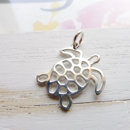 Turtle Charm Sterling Silver Sea Creature