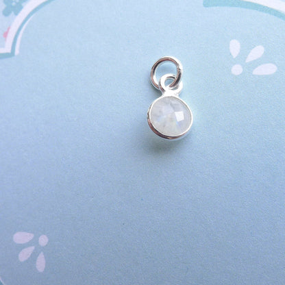 Rainbow Moonstone Charm Sterling Silver or Gold Vermeil