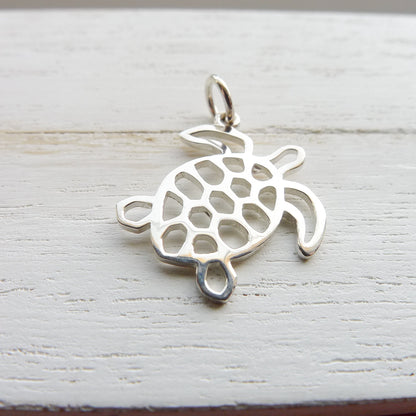 Turtle Charm Sterling Silver Sea Creature Hawaii Maui Pendant