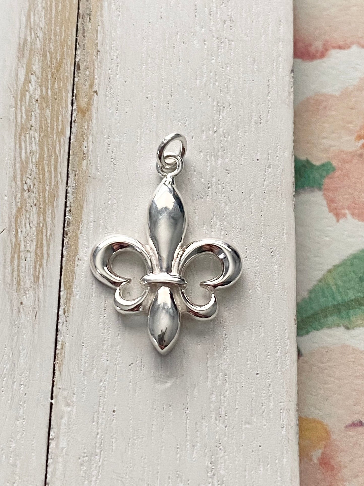 Fluer De Lis Charm Sterling Silver French Flower Symbol Pendant