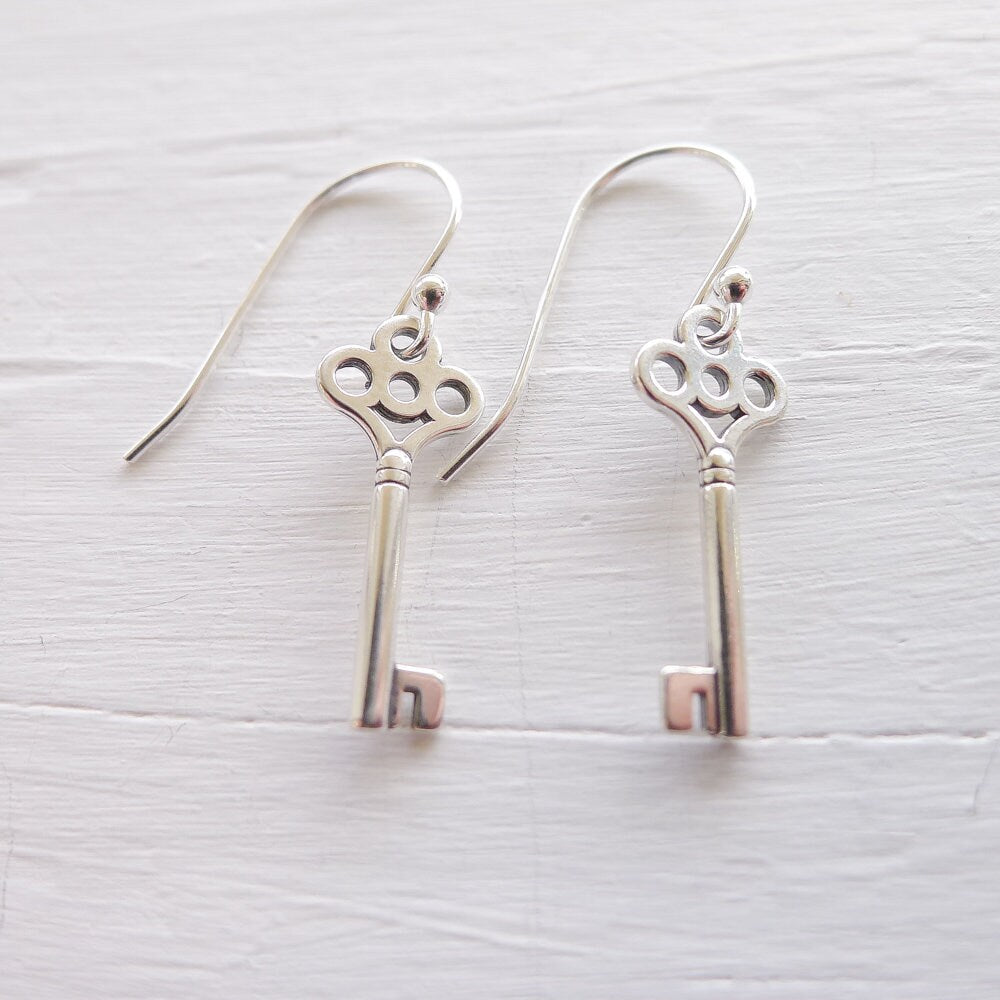 Key Earrings Sterling Silver