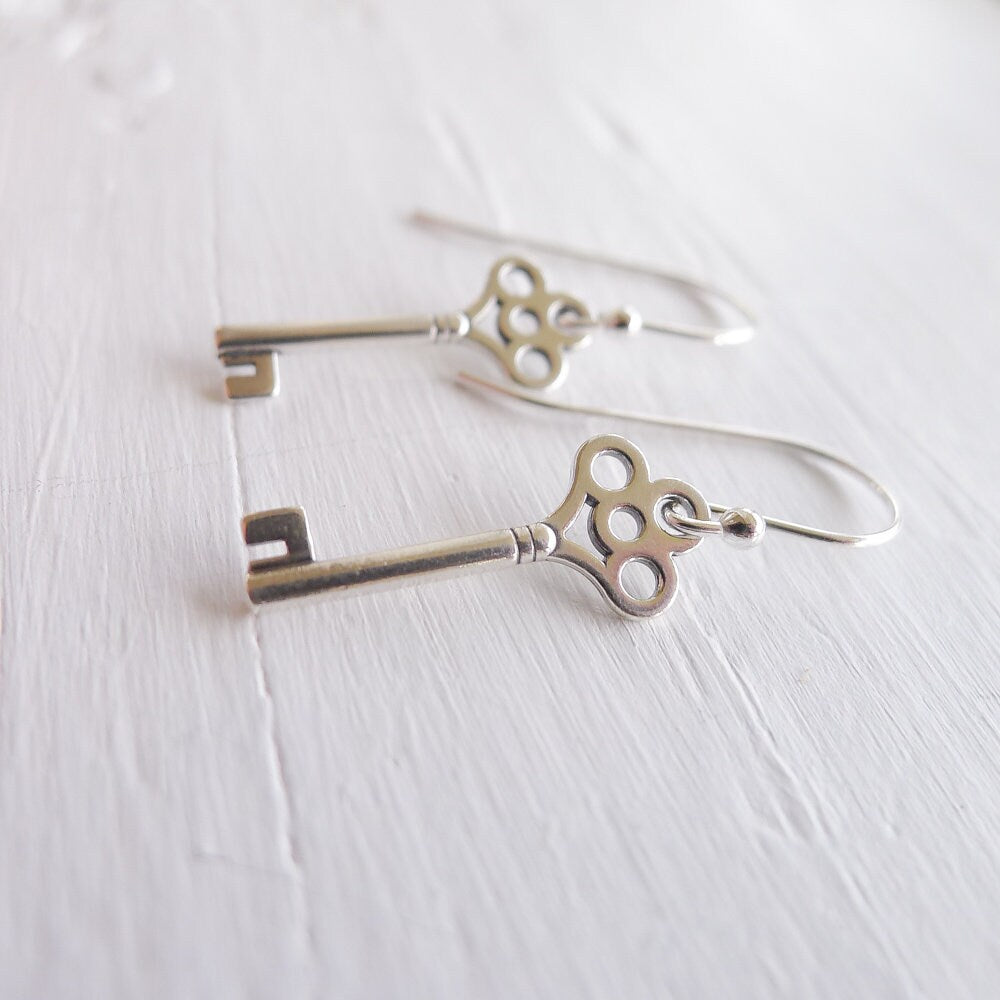 Key Earrings Sterling Silver